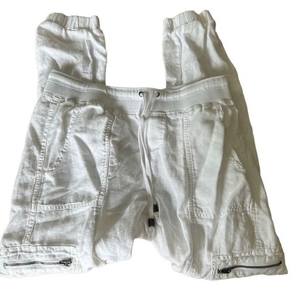 Athleta white linen joggers size 8 - Picture 1 of 5